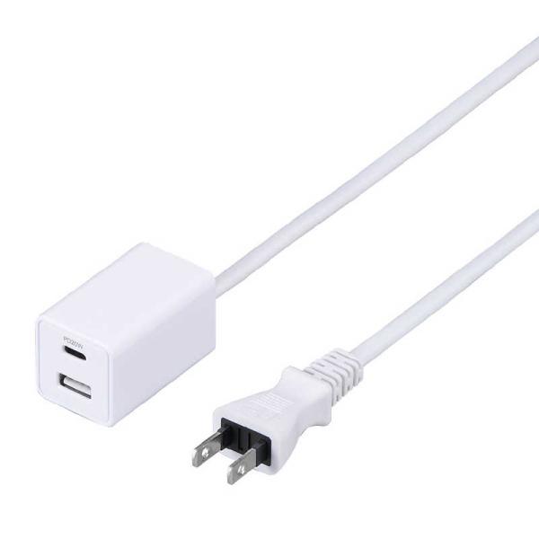 ヤザワ　スイッチ付USBタップPD20W 1m 白 Type-A×1、Type-C×1 集中スイッチ...