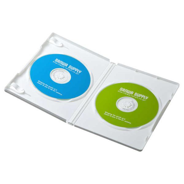 サンワサプライ　CD・DVD・ブルーレイ用 [20枚収納] DVDトールケース 2枚収納x10 ホワ...