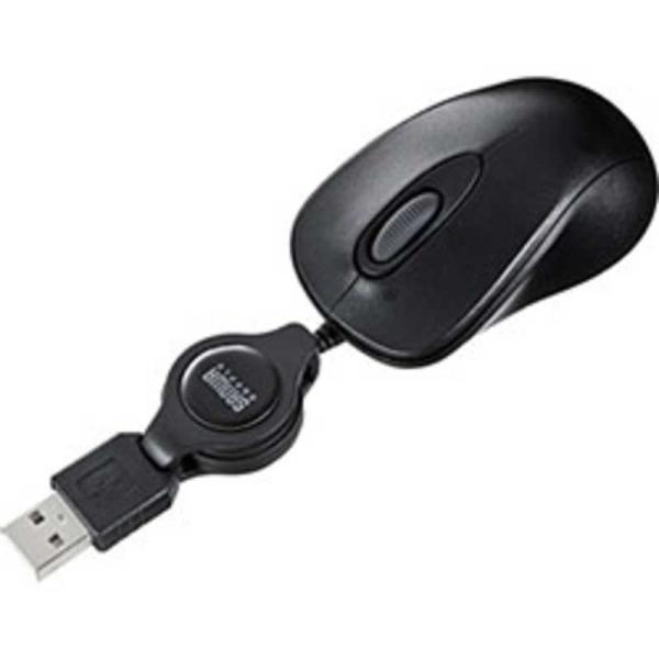 サンワサプライ　有線光学式マウス「USB」 ケーブル巻取り式　MA-MA6BK