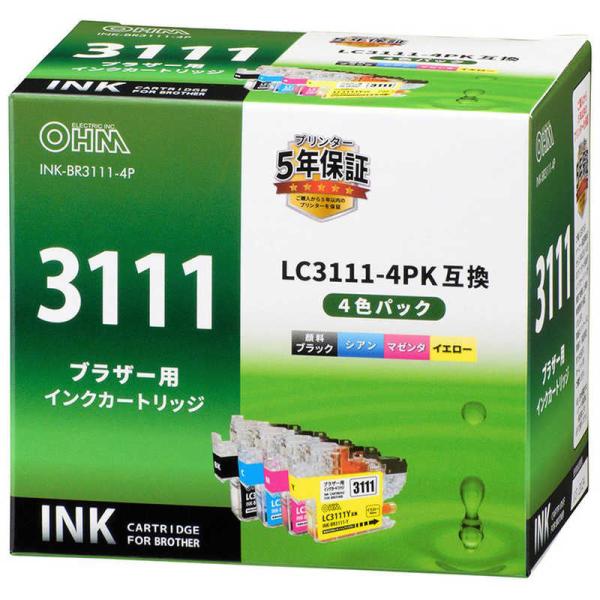 オーム電機　［ブラザー互換 LC3111 4色パック］　INK-BR3111-4P