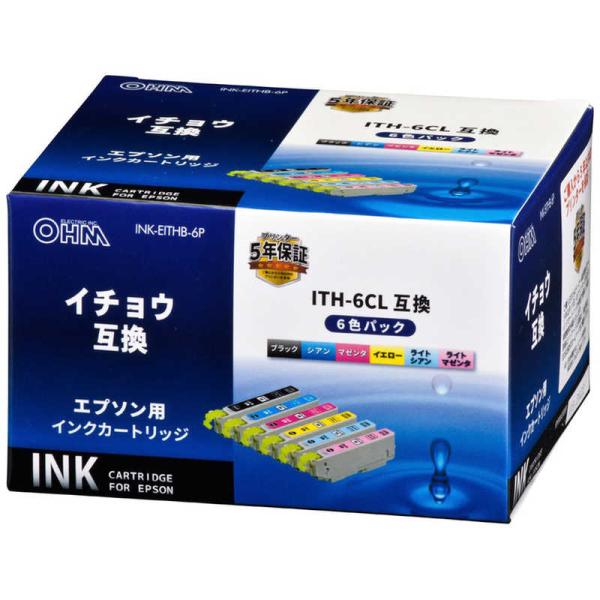 オーム電機　［エプソン互換インク イチョウ ITH-6CL 6色パック］　INK-EITHB-6P