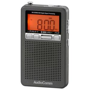 オーム電機　ポータブルラジオ ワイドFM対応 メタリックグレー　RAD-P360N-H
