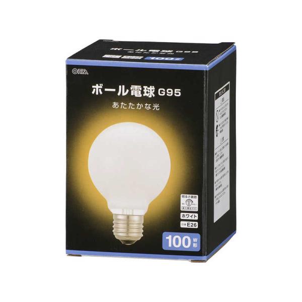 オーム電機　ボール電球 E26 100W形 G95 ホワイト ［E17 /ボール電球形 /100W相...