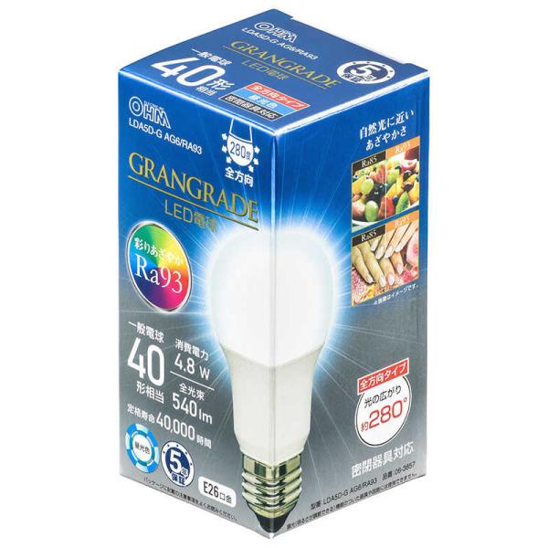 オーム電機　LED電球 E26 40形相当 昼光色 E26/D/40W　LDA5D-GAG6/RA9...