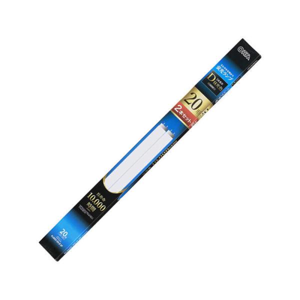 オーム電機　直管蛍光ランプ グロースタータ形 20形 昼光色 2本セット　FL20SSEX-D2P