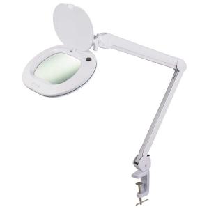 オーム電機　L-ZOOM ルーペ付LEDアームライト　AS-L60BL-W