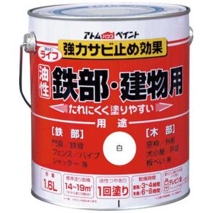 アトムサポート アトムペイント油性鉄部 木部用ライフ16L白  00001-00330