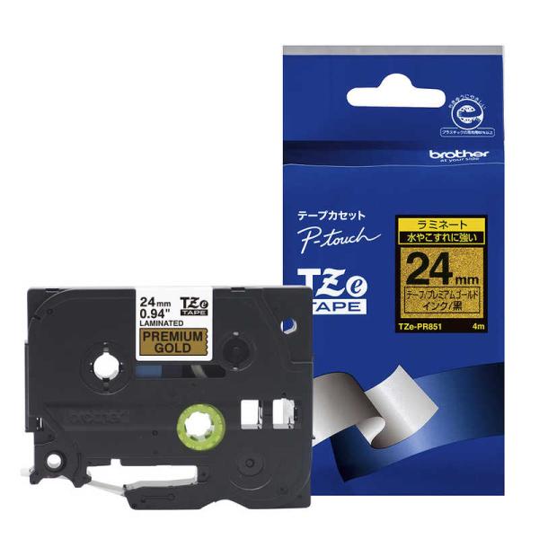 ブラザー　brother　「純正】ピータッチ ラミネートテープ 幅24mm (黒文字/プレミアムゴー...