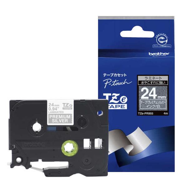 ブラザー　brother　「純正】ピータッチ ラミネートテープ 幅24mm (白文字/プレミアムシル...