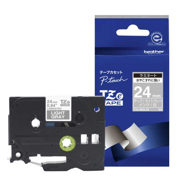 ブラザー　brother　「純正】ピータッチ ラミネートテープ 幅24mm (白文字/ライトグレー/...
