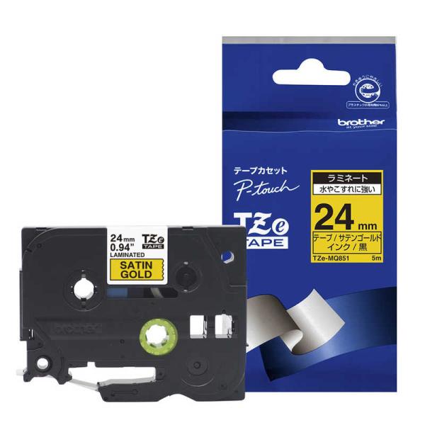 ブラザー　brother　「純正】ピータッチ ラミネートテープ 幅24mm (黒文字/サテンゴールド...