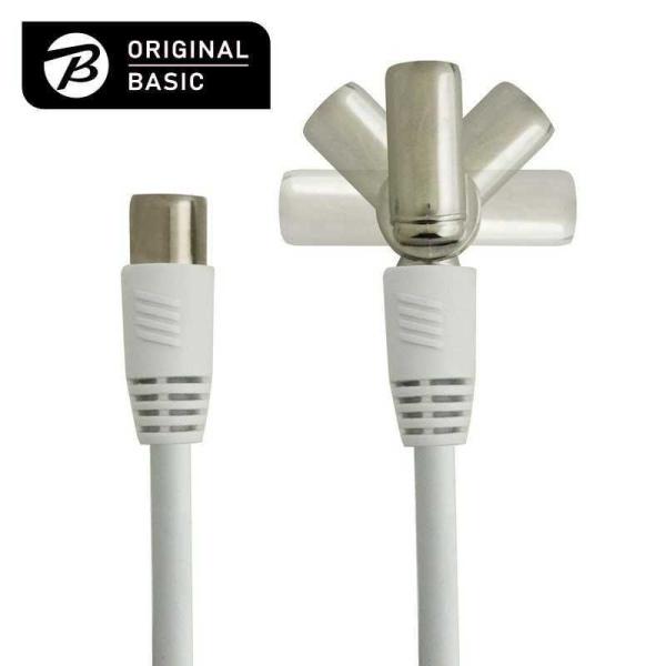 ORIGINALBASIC　テレビアンテナケーブル S型（ストレート型）4C 180°可動 ホワイト...