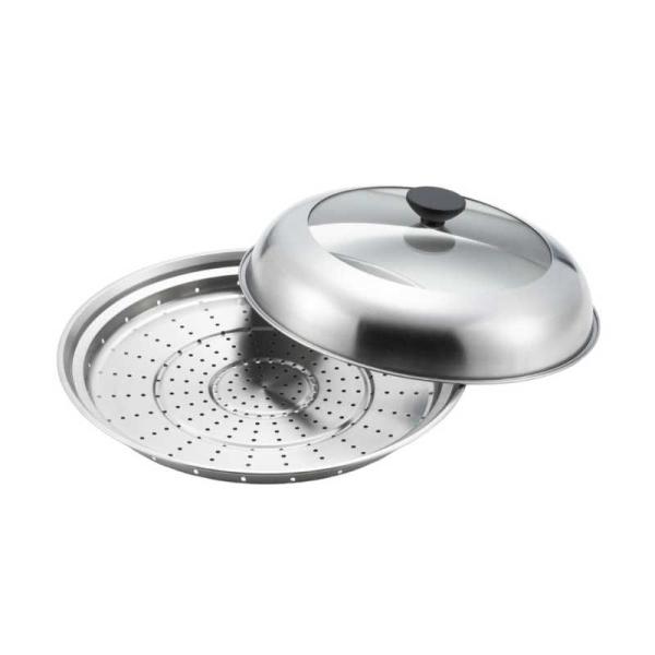 ヨシカワ　蒸し器 フライパン用 28〜30cm用 ガラス蓋　YJ3278