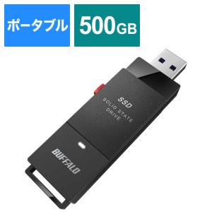 BUFFALO　外付けSSD USB-A接続 (PC・TV両対応、PS5対応) ブラック [ポータブル型 /500GB]　SSD-PUT500U3-BKC｜y-kojima