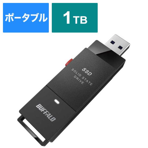 BUFFALO　抗ウイルス抗菌ポータブルSSD TypeA ブラック [1TB]　SSD-PUTVB...