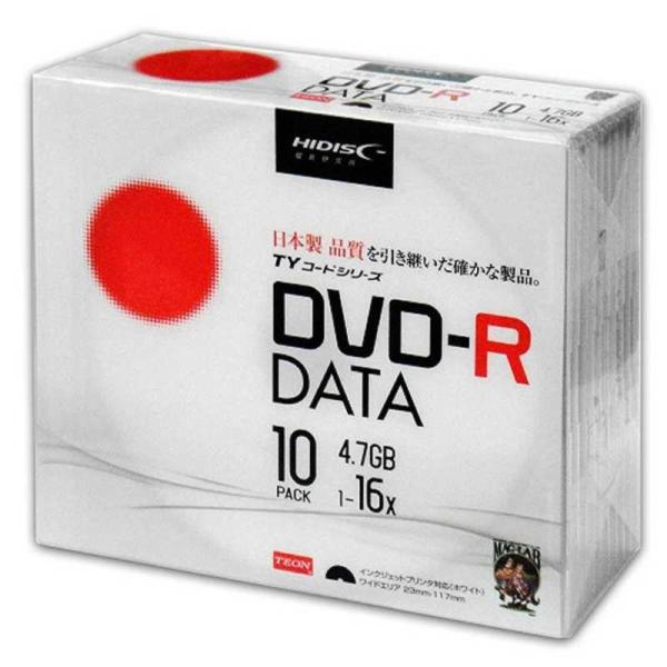 HIDISC　DVD-Rデータ用 16倍速 4.7GBホワイトワイドプリンタブル　TYDR47JNP...