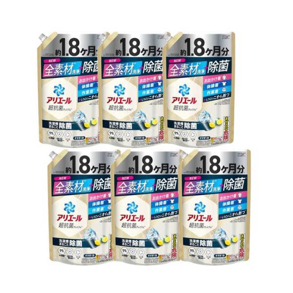 P＆G　(ケース販売)アリエールジェル 除菌プラス つめかえ ウルトラジャンボサイズ 1400g×6...