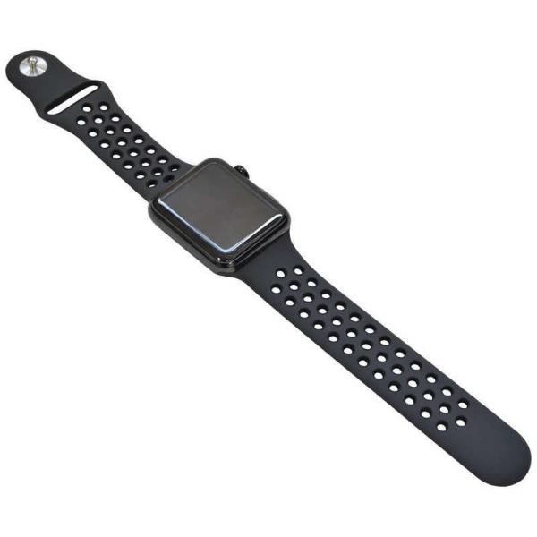 ラスタバナナ　Apple Watch用 シリコンベルト スポーツタイプ ブラック×ブラック (42/...