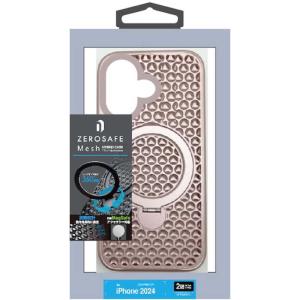 ラスタバナナ　iPhone 16(6.1インチ)ZEROSAFE Mesh Magsafe対応 360°回転スタンドケース ピンク　8303IP461ZSFMPK
