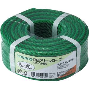 トラスコ中山 コジマ PEグリーンロープ 3つ打 線径6mmX長さ20m R620PEG
