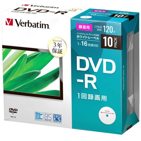 VERBATIMJAPAN　録画用 DVD-R 1-16倍速 4.7GB 10枚 5mmスリムケース...