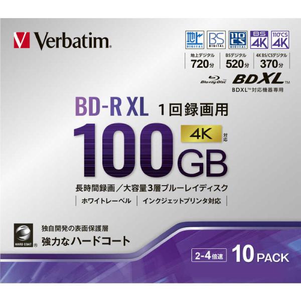 VERBATIMJAPAN　インジェットプリント対応 録画用BD-R XL 100GB 10枚　VB...