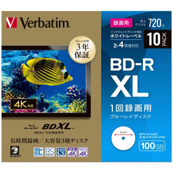 VERBATIMJAPAN　１回録画用ブルーレイディスク　ＢＤ−Ｒ　ＸＬ　ホワイトプリンタブル［１０...