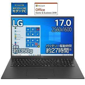 ＬＧ　ノートパソコン　ｇｒａｍ　オブシディアンブラック　［１７．０型／ｉ７／ＳＳＤ：１ＴＢ／メモリ：１６ＧＢ］　１７Ｚ９０Ｐ−ＫＡ７８Ｊ１