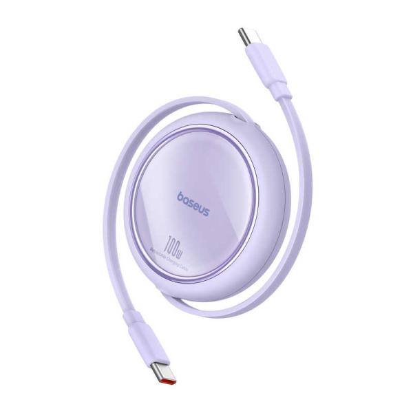 BESEUS　Free2Draw 巻き取り式 USB-C ケーブル 100W 1m(ネビュラパープル...
