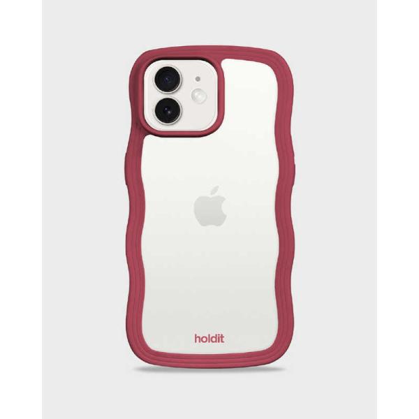 HOLDIT　iPhone 12/12 Pro用 背面クリア耐衝撃ケース Wavy Case Red...