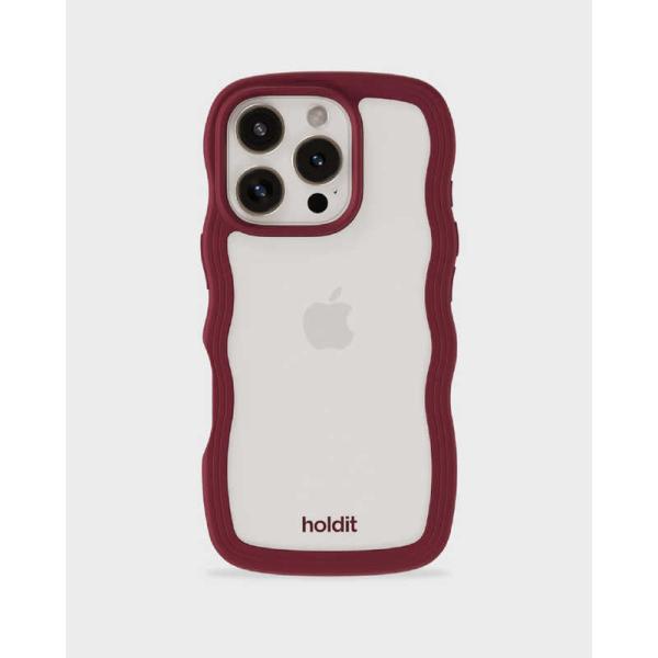 HOLDIT　iPhone 16 Pro用 背面クリア耐衝撃ケース Wavy Case Red Ve...
