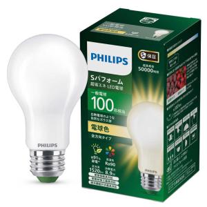 フィリップス　PHILIPS　Sパフォーム 超省エネ LED電球 電球色 調光器対応 E26 一般電球形 100W相当 高演色 1個 全方向タイプ　SPFD100Y