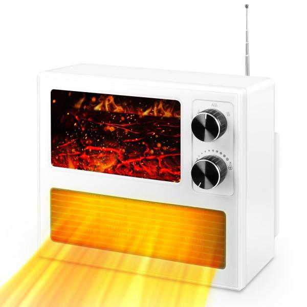 暖炉型 セラミックヒーター 2秒速暖 ヒーター3D火炎・無段階温度調節ファンヒーター 小型 暖炉の揺...
