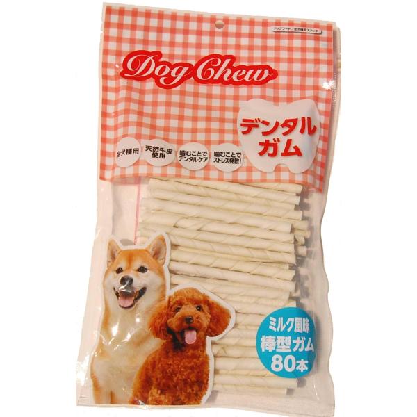 ペットケアー 犬用おやつ ドッグチューミルク風味棒型ガム 80個 (x 1)