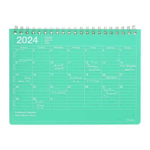 手帳 2024 スケジュール帳 2024年1月始まり 月間ブロック B6変型 ノートブックカレンダー...