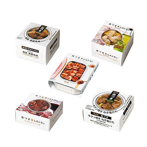 缶つま 缶づめ 5種類5食 お肉詰合せセット（国分 k&amp;k）(豚角煮 マテ茶鶏 厚切りベーコン 赤ワ...