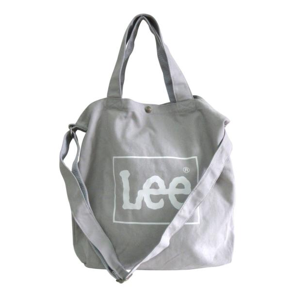 [リー] トート ショルダー バッグ ２way キャンバス 帆布 ロゴ グレー