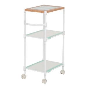 ルミナス ポール径19mm セット品 キッチンワゴン3段 ホワイト 幅395×奥行295×高さ765mm LW4074-3T 1台