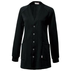 ルコックスポルティフ レディスロング丈カーディガン UZL6061 ブラック 9号 介護ユニフォーム 1枚（直送品）