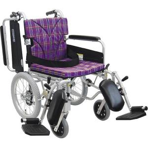 カワムラサイクル アルミ介助車いす A11_紫チェック KA816-38ELB-SL 介援隊カタログ