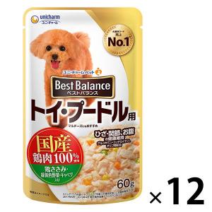 ベストバランス トイプードル用 鶏ささみ 緑黄色野菜 キャベツ入り 60g 12袋 国産 ドッグフード 犬 ウェット パウチ