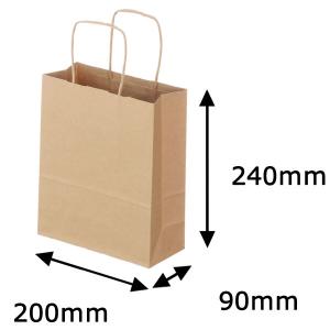 丸紐 クラフト紙手提袋ベーシック 200×240×90 茶 1袋 オリジナル