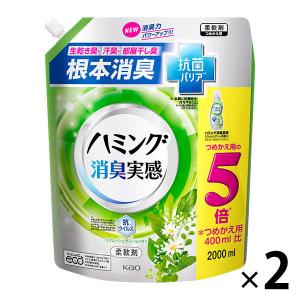 ハミング 消臭実感 リフレッシュグリーンの香り スパウトパウチ 超特大 2000ml 1セット 柔軟剤 花王