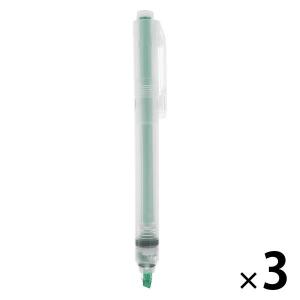 無印良品 ポリプロピレンノック式蛍光ペン 緑 1セット（3本）