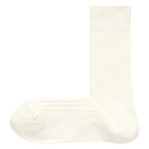 無印良品 足なり直角 太リブ靴下 紳士 25〜27cm オフ白