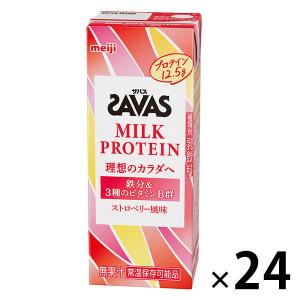 プロテイン ザバス for woman MILK PROTEIN 脂肪0 ストロベリー風味 24本 明治