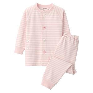 無印良品 脇に縫い目のない カットソー お着替えパジャマ ベビー 100〜110 ピンクボーダー 良品計画