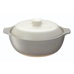 吹きこぼれにくい土鍋 モダン 9号  ホワイト/グレー 直火対応 1個 イシガキ産業