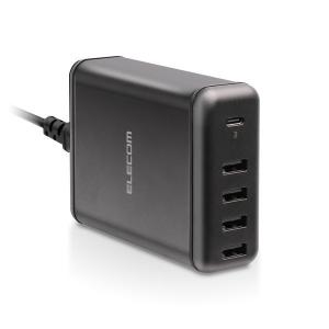 USB充電器 急速 USB-C×1 USB-A×4 電源ケーブル1.5m ブラック EC-ACD02BK エレコム 1個