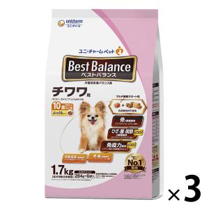 ベストバランス ふっくら仕立て 10歳以上 チワワ用 1.7kg（284g×6袋入）国産 3袋 ユニ・チャーム ドッグフード 犬 ドライ